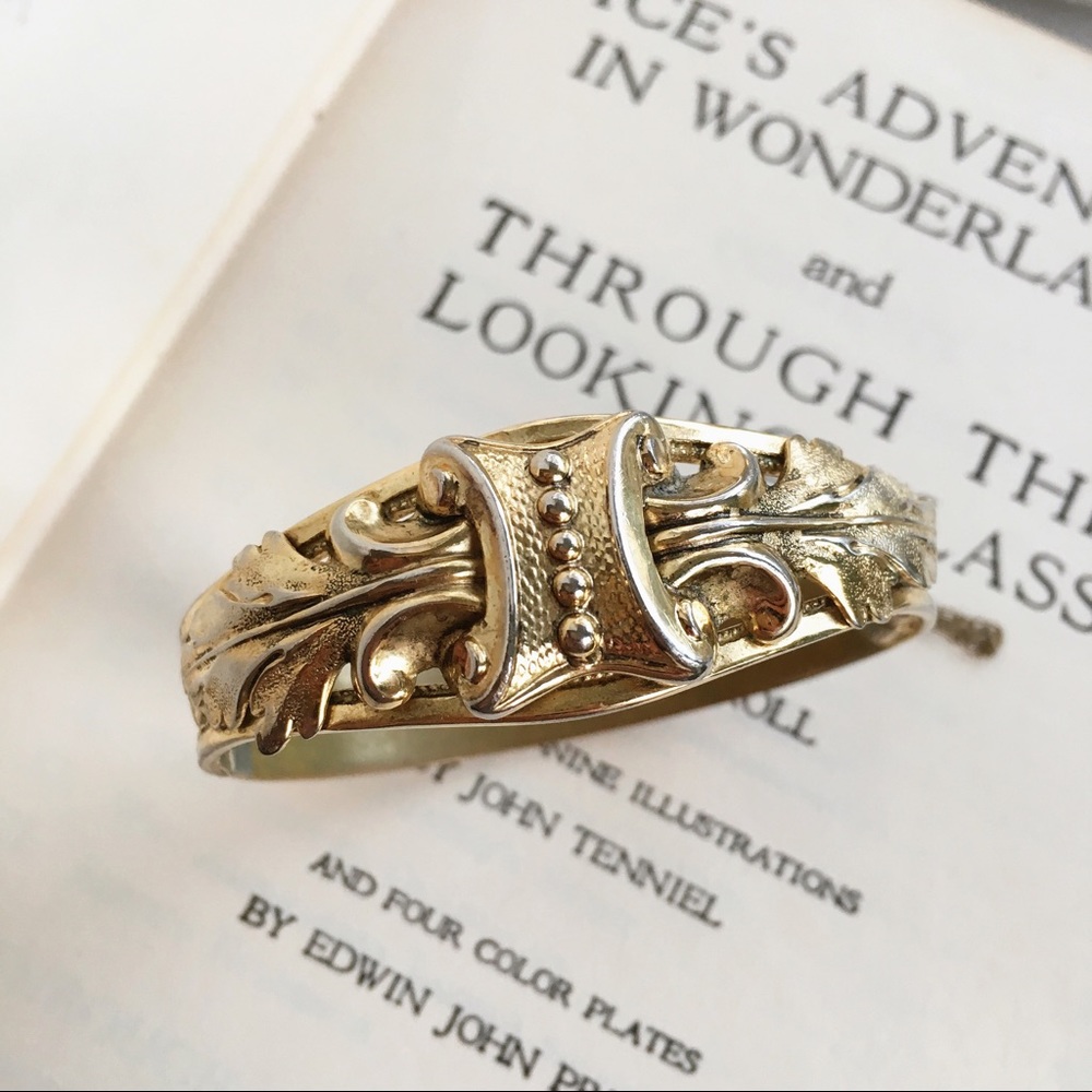 Vintage Victorian Revival Floral Repoussé Cuff